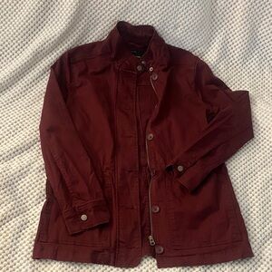 Lucky Brand Deep Red Jacket with Zipper and Button Accents